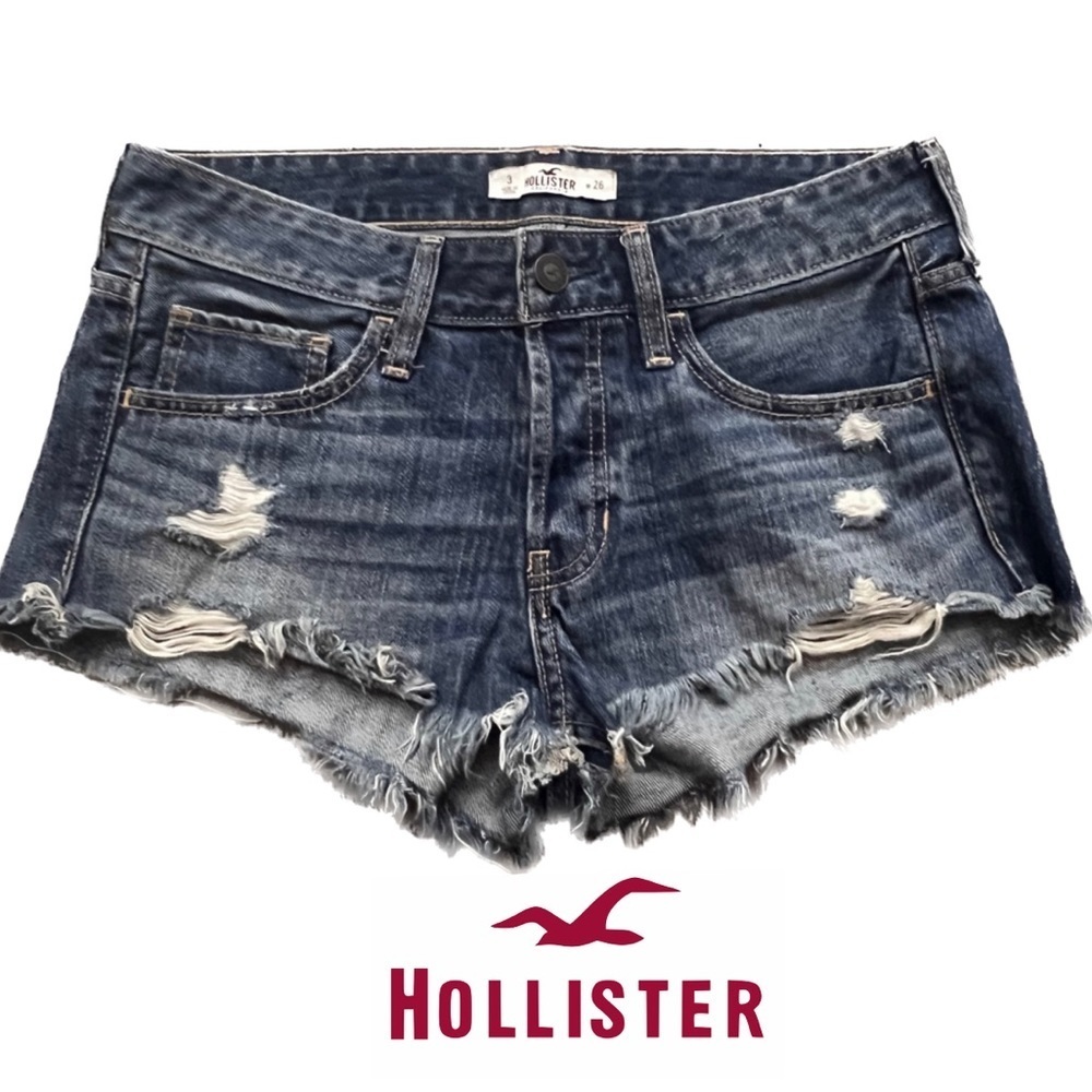 Hollister Jean Shorts sz 3/26 distressed low rise denim